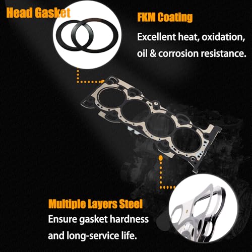 Image of AUCERAMIC Cylinder Head Gasket Set Fit for 2013-2018 Ford Focus Escape Fusion Edge Explorer Taurus Special Service Police Sedan for Lincoln MKC MKT MKZ 2.0L L4 HS54997 VS50730