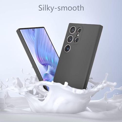 Image of DIZORO for Samsung Galaxy S23 Ultra Phone Case Liquid Silicone, Cute Thin Slim Soft Rubber TPU Plain Smooth Gel Back Cover for Women Girl Men, Matte Solid Protective & Shockproof Bumper Dark Grey,
