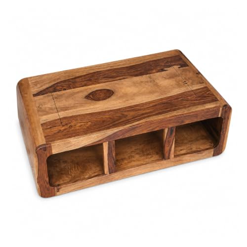 Image of SONA ART & CRAFTS Sheesham Wooden Center Coffee Table for Living Room Home with Shelf Storage | Wooden Coffee Table | Center Table for Living Room | Tea Table | Natural Teak