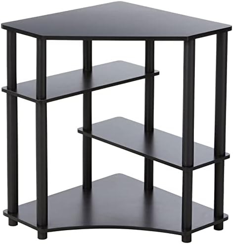 Furinno Turn-N-Tube Space Saving Corner Desk with Shelves, Espresso/Black, 79 (W) x 72.4 (H) x 57.2 (D) cm