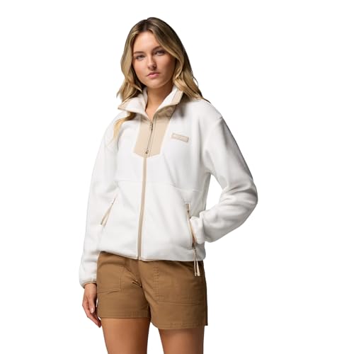 Columbia Sequoia Grove - Chaqueta de forro polar con cremallera completa para mujer, color sal marina/fósil antiguo, talla L