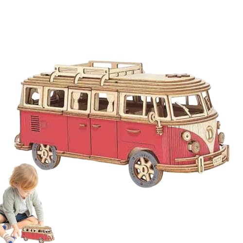 INSDHCCHD Puzzle en Bois 3D for Adultes, Kits De Modèles De Camping-Cars À Construire, Puzzle À Faire Soi-même, Kit De Construction, Cadeaux for Garçons Et Filles 226 Pièces.(Red) – vue 8