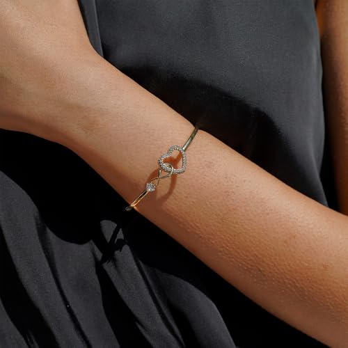 LIU JUN To My Daughter Forever Connected Bracelet From Mom, Infinity Love Cuff You Are Always In Mine Heart Cubic Zirconia Adjustable Womens Inspirational Gift Jewelry2