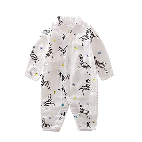 PURMUME Newborn Kimono Robe Cotton Yarn Bodysuit Romper Baby Infant Japanese Pajamas (6-9M, Horse)