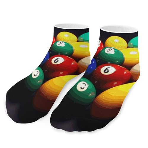Color Billiards Cotton Socks for Women Men Ankle Socks Athletic Sock Low Cut Socks Soft Boot Sock for Work