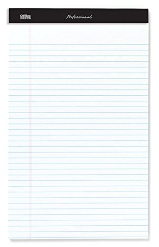 Office Depot Bloco ofício profissional, 21,5 cm x 35,5 cm, branco, pautado legal, 50 folhas, 4 bloco