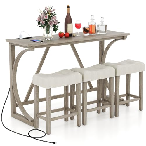 【Comoda Presa di Corrente】Il tavolo da bar include una striscia di corrente integrata, offrendo una soluzione comoda per ricaricare dispositivi elettronici o utilizzare piccoli elettrodomestici mentre gusti un pasto o lavori al tavolo. Sono presenti 2 prese AC e 2 porte USB, che supportano più dispositivi contemporaneamente.