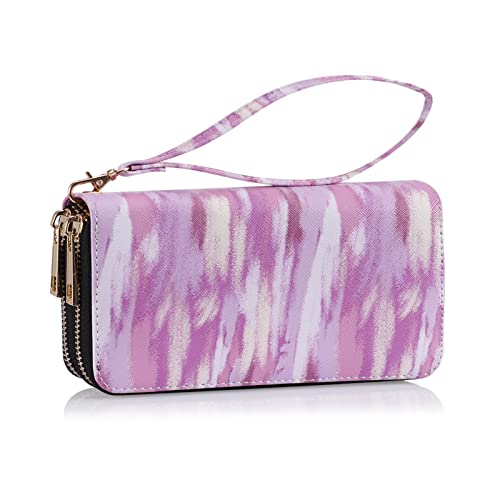 Image of XEYOU Double Zipper Long Clutch Wallet Cellphone Wallet for Women with Removable Wristlet Strap for Credit Card, Cash, Coin, Bill