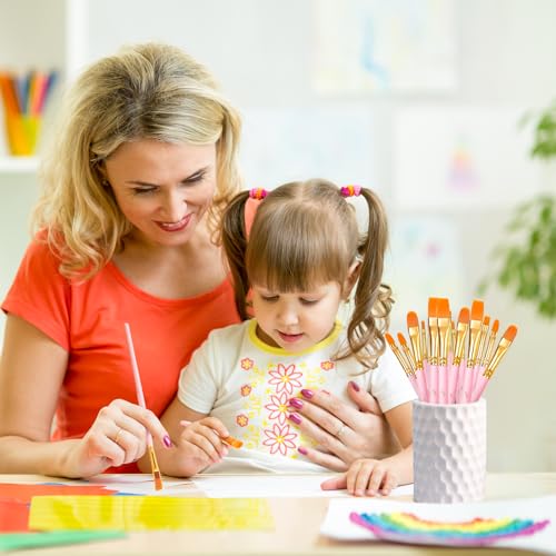 OWill 30 PCS Paint Brush Set, Nylon Professional Artist Paint Brushes for Acrylic Painting, Oil Painting, Watercolor Painting,Face Painting, Small Acrylic Paint Brushes for Artists, Adults, Kids(Pink) 8 OWill 30 PCS Paint Brush Set, Nylon Professional Artist Paint Brushes for Acrylic Painting, Oil Painting, Watercolor Painting,Face Painting, Small Acrylic Paint Brushes for Artists, Adults, Kids(Pink) - Image 8