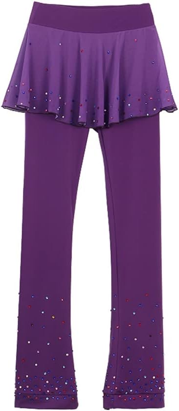 Figure Skating Training Pants High Elastic Practice Pants Adult Teens Kids Plus Velvet Skating Pants Water Proof (Color : Purple, Size : Small)