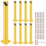 COZONY Safety Bollard Post, 42 x 4.5 inch Removable Steel Traffic Parking Barrier Bollards, Yellow, 8 Pack