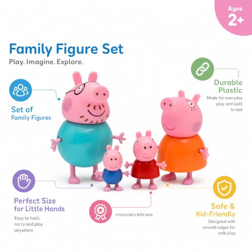 Image of BRAVIA Pappa Pig 14 Character Family Friends Figurine Set George Mummy Daddy Suzy Sheep Emily Elephant | Movable Joints | Kids Toy Age 3 Years -25