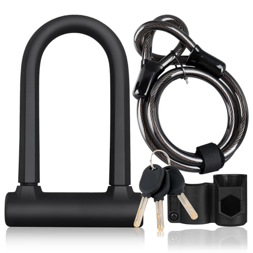 Cadeado de bicicleta U-lock reforçado com cabo de aço
