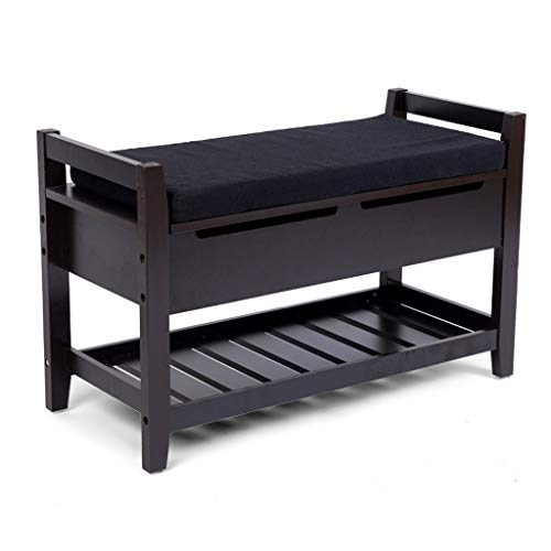 ZFF American Solid Wood Shoe Rack Multifunción Banco de Zapatos Estante de Almacenamiento Taburete Sofá Cojín
