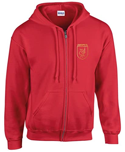 Liverpool - Sudadera con capucha para niños, diseño de escudo de Liverpool, color rojo, rosso, 10 años