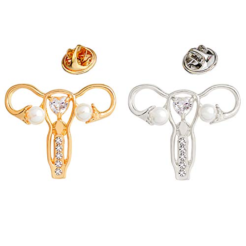 Image of Nurse Pin Stethoscope Pins Cuterus Heart-Shaped Pins Lapel Pin Personality Medical Jewelry for Women Nurse Accessories Gifts Hat Lapel Pins(Gold)