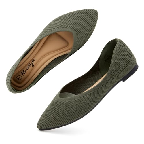 Herstyle Women’s Ronen Pointed Toe Flats Knit Ballet Flat Shoes Black Blue Red Flats Foldable Comfort Slip on Dressy Flat Shoes for Work Office Party School3