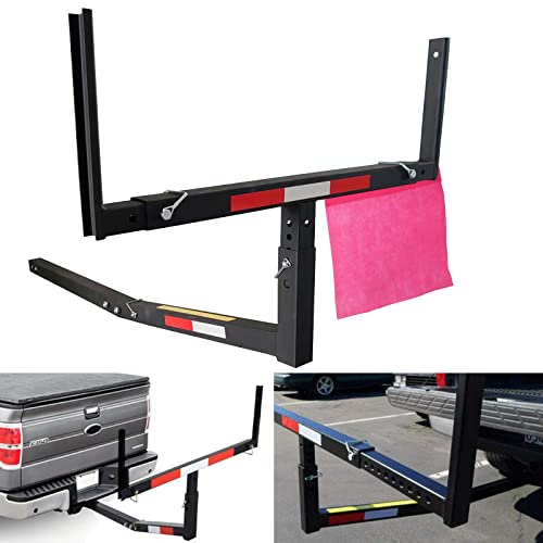 Boardroad Adjustable Steel Pickup Truck/Suv Bed Extender For Ladders Canoe Kayak Pipes Lumber Camping Gears Black Powder Coated W/Flag 750Lbs Capacity #TOP2