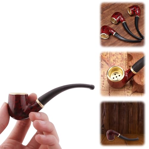Wood Tobacco Smoking Pipes, Exquisite Ebony Wooden Flat Bottom Smoking Pipe Pipe Starter Kit Cigarettes to Smoke Perfect Beginner Pipe, Smokers Gifts