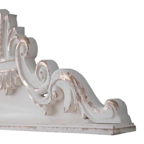 Sofe 39 Inch Floral Carved Wall Sculptures French Country Wall Decor, Gorgeous Shabby Chic White Wood Wall Art thumb #4