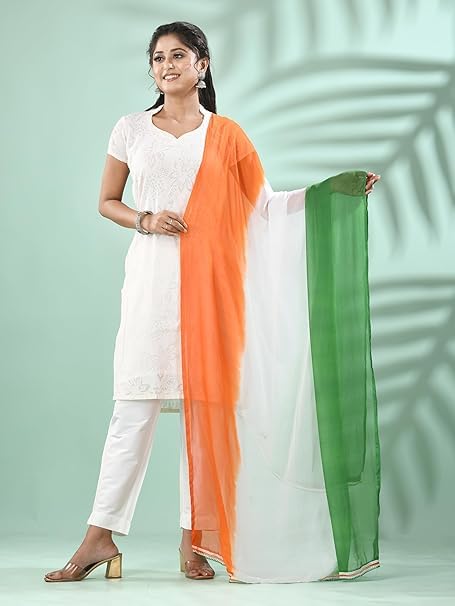 Image of LALARIAY THE FASHION Tricolor Dupatta for Women's Multicolor Dupattas Stole Dupattas for Women Latest, Design Dupata for Blend FREE SIZE