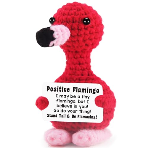 Mini Flamingo Crochet Gift Positive Emotional Support Animal for Birthday & Graduation,...