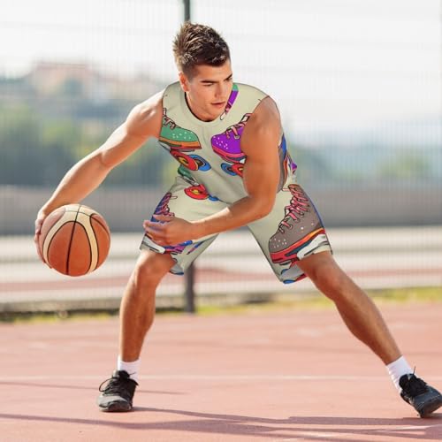 Maillot de basket-ball rétro coloré homme ensemble 2 pièces