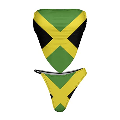 TAIZIYEAH Jamaican Flag Swimsuit Women Two Piece Swimwear Bathing Suit Bikini Swimsuit Swimsuit Set Soft M4