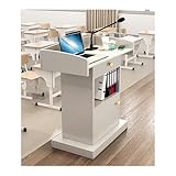 Konferenzpodium aus Holz mit Sto-Regal – ideal für Schulen, Kirchen & Tagungsräume – Professal Rednerpult für Präsentationen (weiß)