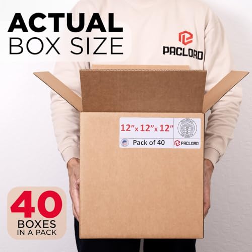 Image of Medium Cardboard Boxes 12 inchL x 12 inchW x 12 inchH (Pack of 40) - USA-Made Packing Boxes for Moving, Shipping, or Storage - USPS, UPS, FedEx Approved - Professional Packing Supplies for Moving