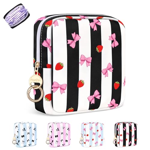 Image of Period Bag for Teen Girls, Canvas Sanitary Napkin Storage Bag with Zipper, Portable Menstrual Pad Bag Tampon Holder for Purse
