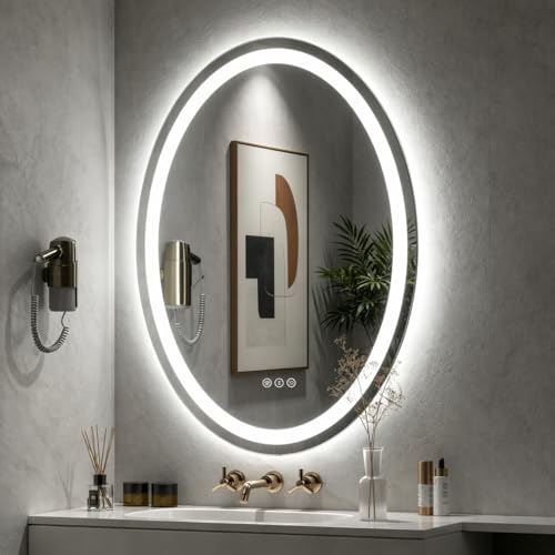 SMIROR 28x36 Oval LED Bathroom Mirror, Lighted...