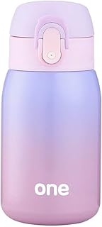 Borraccia in metallo per bambini con flip top - ZDZDZ Cute Drink Flask - Tazza da caffè da viaggio in acciaio inossidabile per ragazzi e ragazze (Viola Rosa)