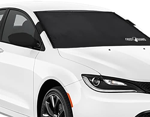 FrostGuard Plus Winter Windshield Cover with Built-in Security Panels and Wiper Blade Coverage + Mirror Covers - Weather Resistant; Protects from Snow, Ice and Frost (Black, Standard)