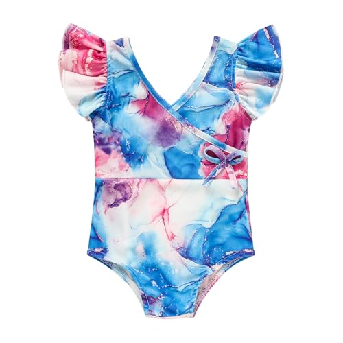 GRNSHTS Toddler Girl Fashion Swimsuit Print Color Block Stripe One-Piece Swimwear Baby Girl Summer Beach Bathing Suits(multicolour1,12-18M)