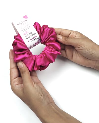 Image of Satin Scrunchies Hair Bands for Women | No-Damage Elastic Hair Ties for Ponytails & Buns | Fluffy & Stylish Rubber Bands | Large Size | Pack of 5