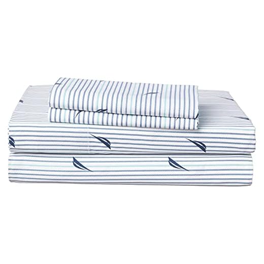 Cotton Percale Queen Sheet Set with Nautica Design