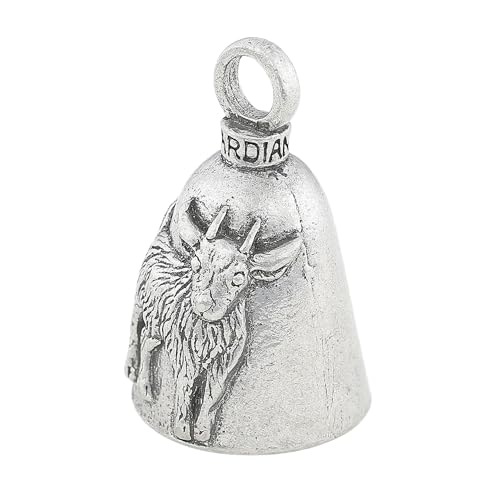 Image of Guardian Bell Goat Good Luck Bell w /Keyring & Black Velvet Gift Bag | Motorcycle Bell | Lead-Free Pewter | Good Luck Gift to Friends & Family | Bike Bell | Made in USA
