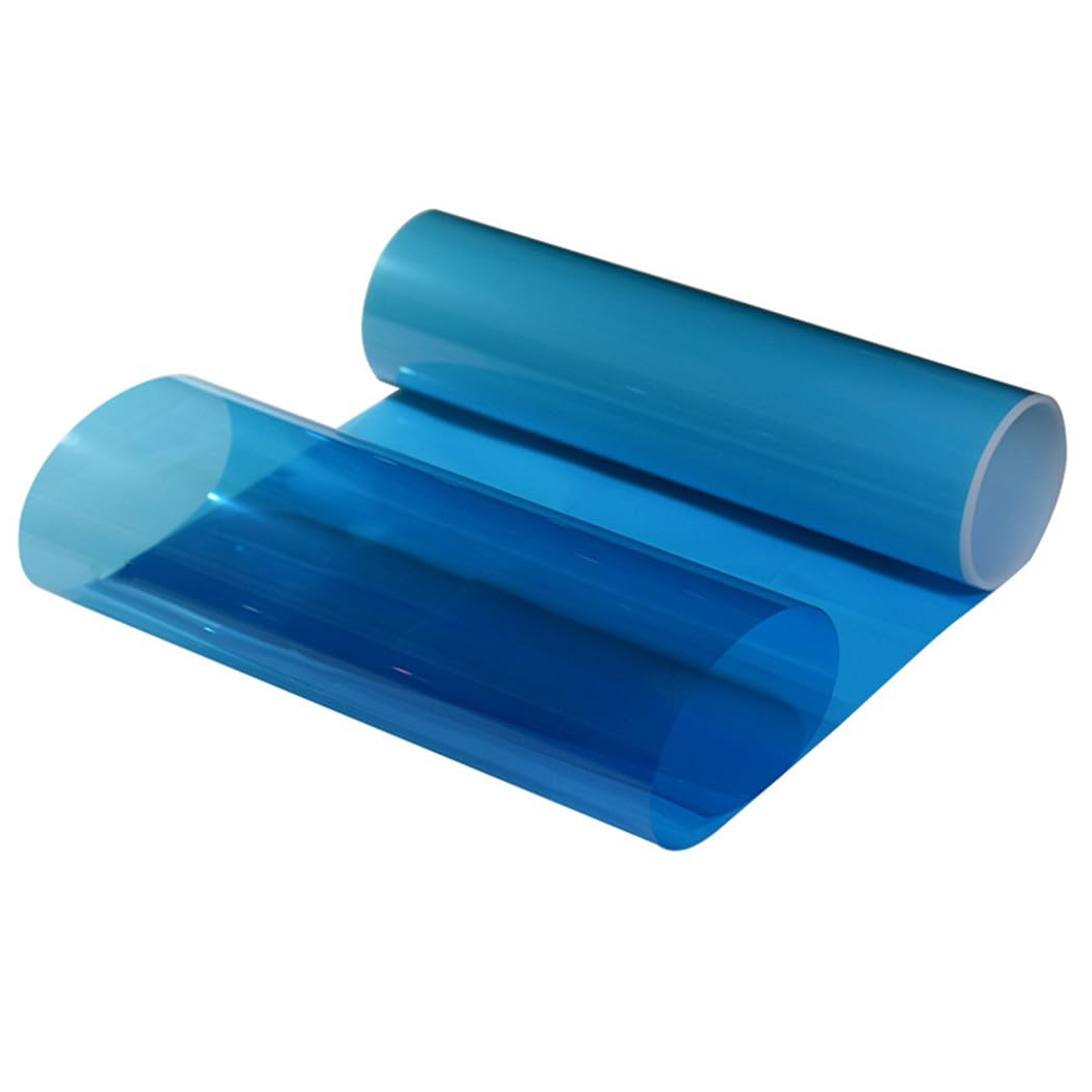 Transparent Decorative Film, Decorative Window Film Blue Window Tint Film Colored Window Film Adhesive Vinyl Sun Blocking Heat Control Film for Christmas School Home Decoration