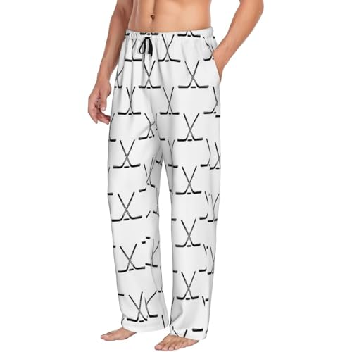 Novastar Mens Pajama Pants Bottoms with Pockets- Hockey Stick Sport Soft Mens Pj Pants, Comfy Men Lounge Pants
