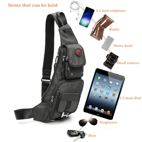 Image of NICGID Sling Bag Chest Shoulder Backpack Crossbody Bags Casual Daypack for Men Women, Black-2, Small, Travel