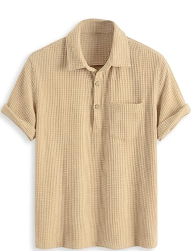 Image of ColorChakra Mens Waffle Knit Polo Tshirt Collar Knitted Shirt for Men M to 3XL