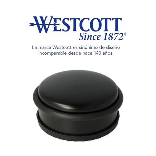 Miniatura 5 de Westcott Topes Para Puertas De Acero Inoxidable Negro, Topes Redondos Con Un Peso Propio De 1,2 Kg, Anillo De Goma Que Protege La Puerta, Base Antideslizante, 10 Cm, Altura 4 Cm, E-19002 00