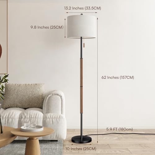 Dark Brown Floor Lamp with 13.2" Linen Shade and 3 Color Temps for Study - image 5
