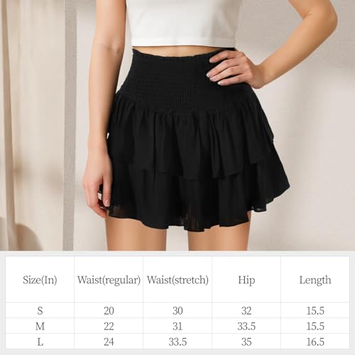 Casual And Party-Ready Black Mini Skirt With Soft Fabric, Tiered Ruffle Design And Flexible Waistband4