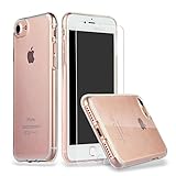 iLiebe Handyhülle mit iPhone 7/8/SE 2020 Hülle + [2 Stück] Schutzfolie, Durchsichtig Case Transparent Silikon TPU Schutzhülle 9H Härte HD Schutzfolie
