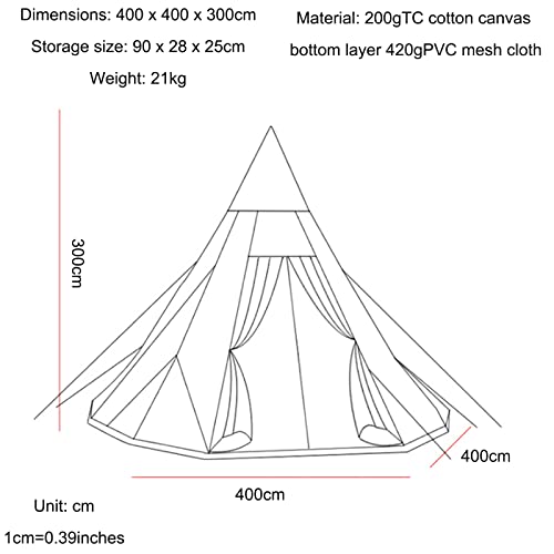 Carpa pirámide de algodón para 3-4 personas 4M miniatura 3