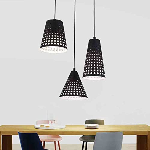 Lámpara de techo vintage redonda de metal hueco de 3 luces negra编