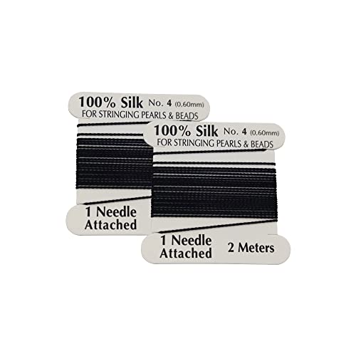 Legold 2 Pieces Silk Beading Cord Thread And Needle Size 4 Black Color (Lg4Bk-2) #TOP3
