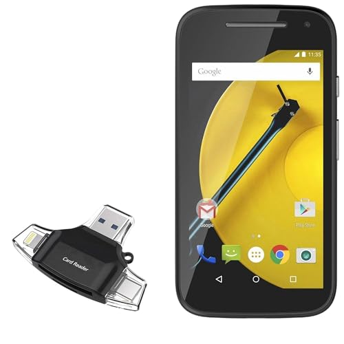 BoxWave Smart Gadget Compatible with Motorola Moto E (2015) - AllReader SD Card Reader, microSD Card Reader SD Compact USB - Jet Black